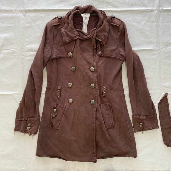 Yag Couture Jackets & Blazers - YAG Couture Brown Belted Double Breasted Jacket Y2K Pirate Juniors Large